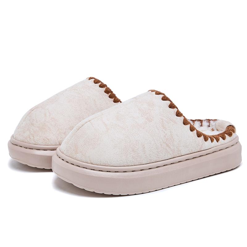 Fashion Fashion Faux Suede Plush Slippers Women Non Slip Platform Cotton Slippers for Woman Indoor Fur Warm House Fur Slides Mujer
