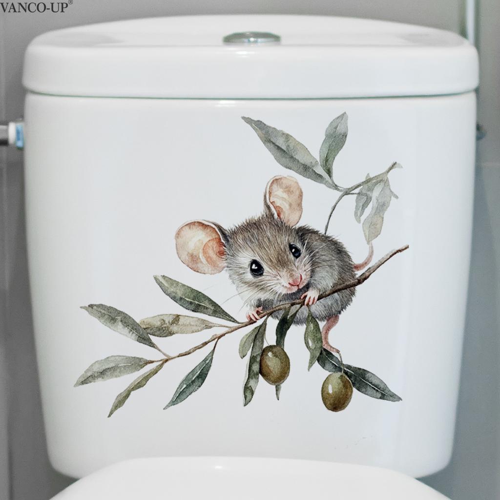Cartoon Branch Mouse Wall Stickers, Creative Self-Adhesive Decor for Kids Room Living Room Bedroom Background Wall