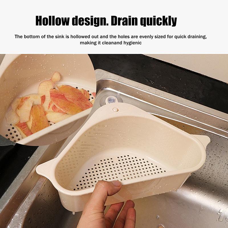 Kitchen Sink Triangle Drain Basket Plastic Food Vegetables Peel Egg Filter Storage Organizer Kitchen Shelf Rack Drainer