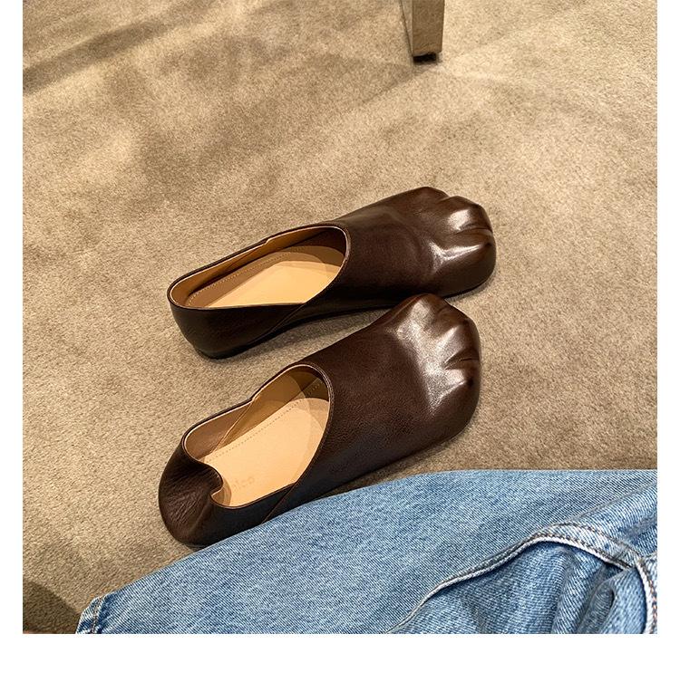 Niche leather cat claw women's shoes shallow mouth single shoes women's flat bottom retro Mary Jane shoes