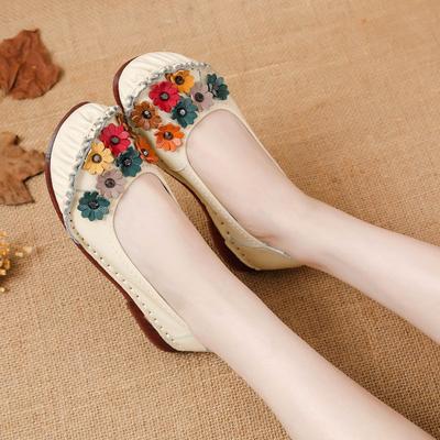 Fashion New Summer Genuine Leather Ballet Flats Women's Flower Loafers Ladies Moccasins Shallow Daily Shoes Woman Flattie Slip On Shoes