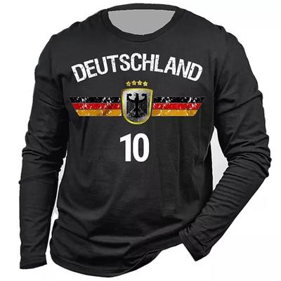 German Flag Emblem Vintage 3D Print Autumn Men's O-Neck T-shirt Casual Long Sleeve T-Shirt Oversized Pullover Trend Men Clothing