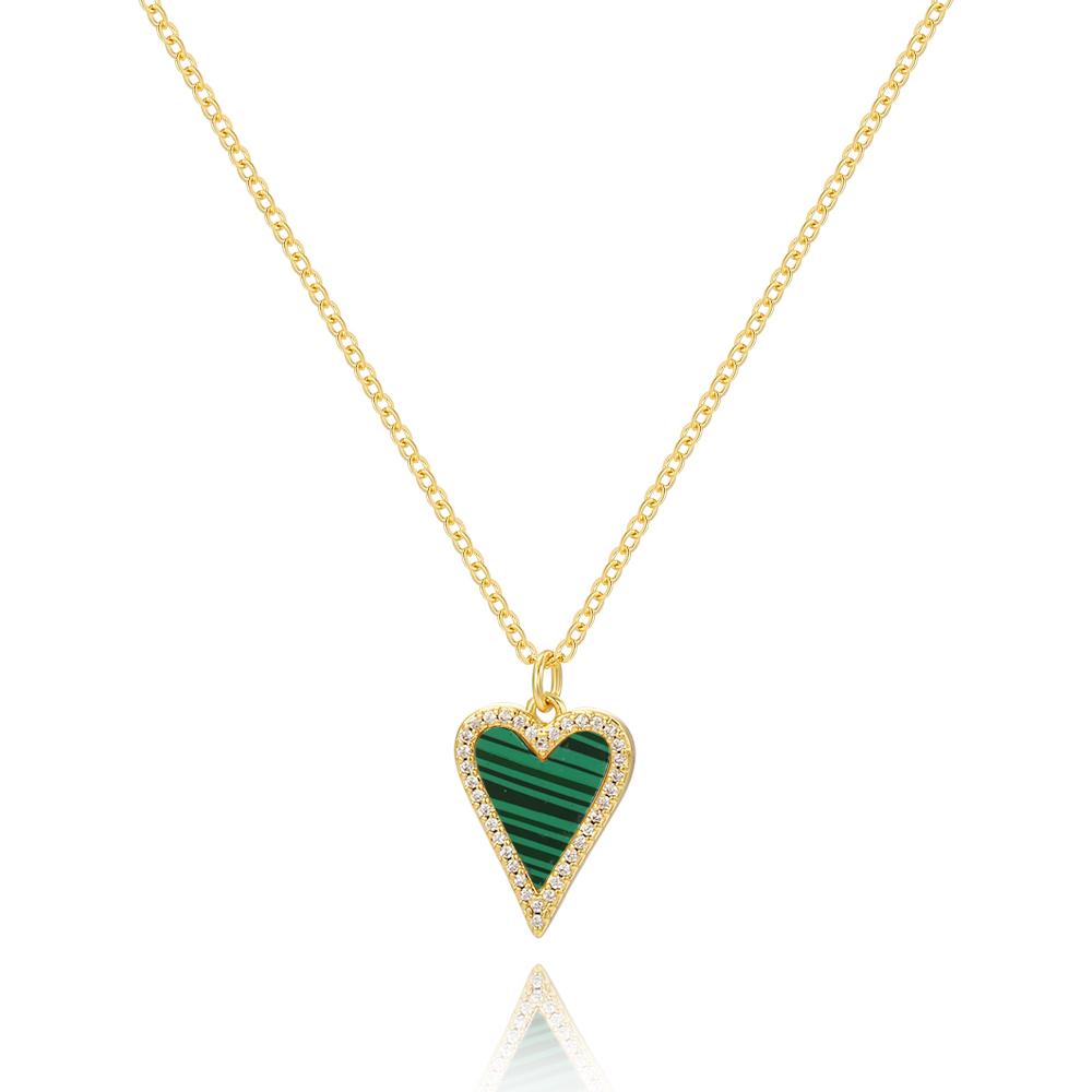 Vintage Love Heart Pendant Necklaces for Women 18K Gold Metal Chains Choker Trendy Jewelry