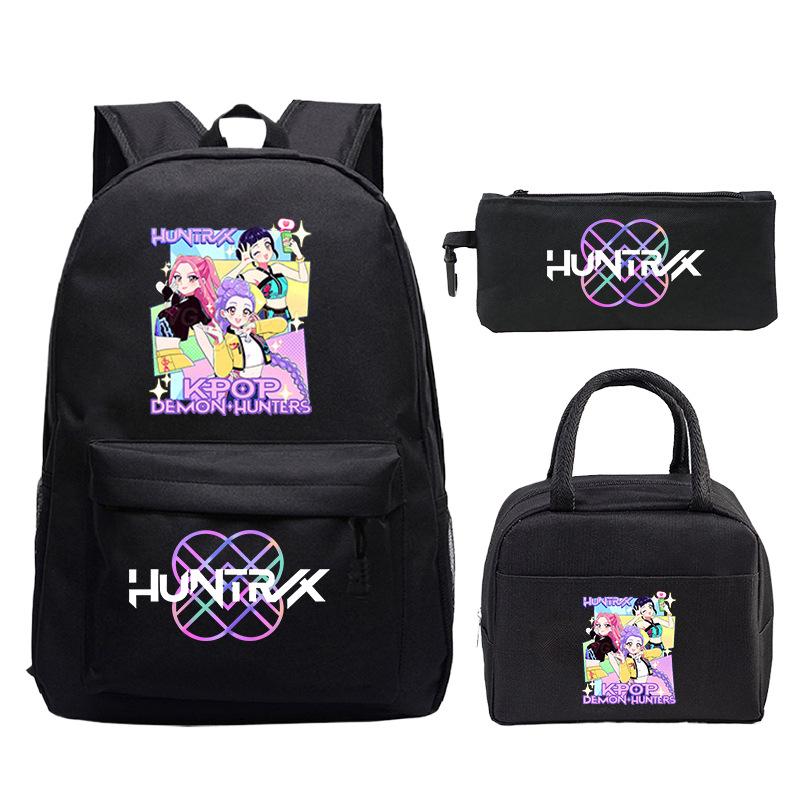 Demon Hunters Printed Children's Backpack Three-piece Campus Fashion Primary and Secondary School Students Large Capacity School Bag