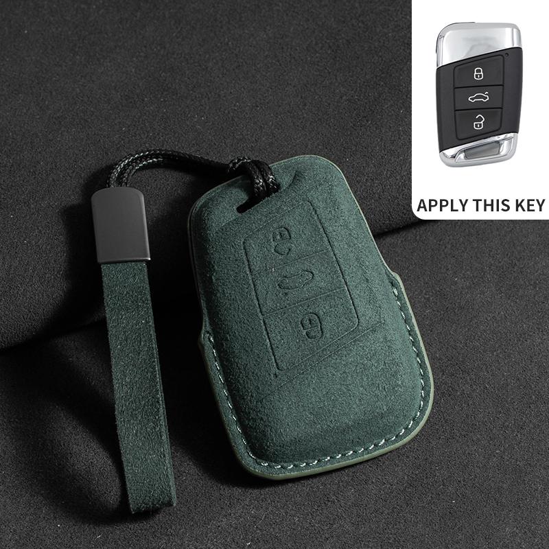 Wildleder Autoschlüsselhülle Abdeckung Schlüsselanhänger Für VW Volkswagen Golf 7 MK7 Tiguan MK2 Golf 8 ID.3 ID.4 MK8 Cupra Für Skoda Octavia Kodiaq