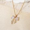Cute Zirconia Heart Bow Pendant Necklace Jewelry for Women