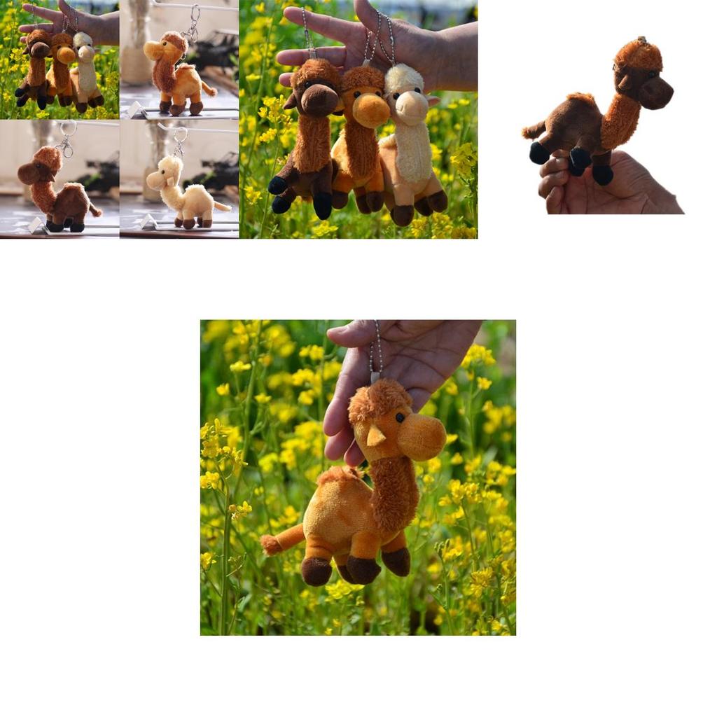 Cute Desert Camel Plush Keychain Toy Mini Stuffed Animal Doll For Children