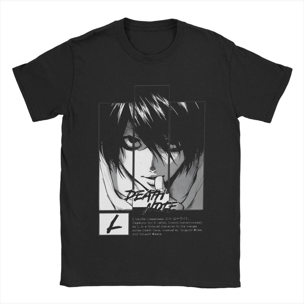 Deaths Notes L Lawliet Men T Shirt Funny Tee Shirt Short Sleeve Round Collar T-Shirts Cotton Classic Clothes