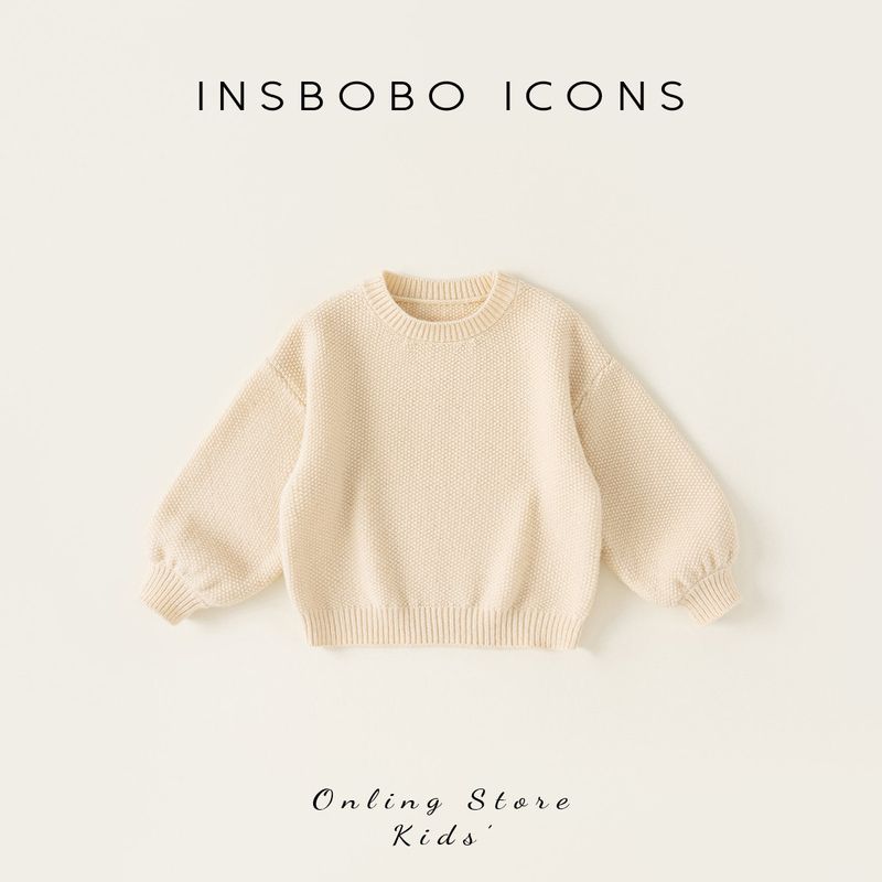 Insbobo Children s Sweater New Style Boys  Knitwear Baby Spring Clothing Children s Wear Spring Girls  Korean Style Outfit Spring and Autumn Rice White 80