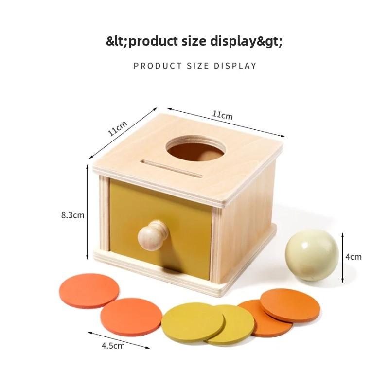 Kid Educational Toy Macaroon Color Spinning Wooden Puzzles Toys 2 In 1 Coin Ball Box Sets Game Baby Shape Cognition Match Toys