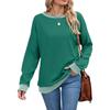 Women's Fashionable Color Blocked Round Neck Long Sleeved Casual Hoodie Top