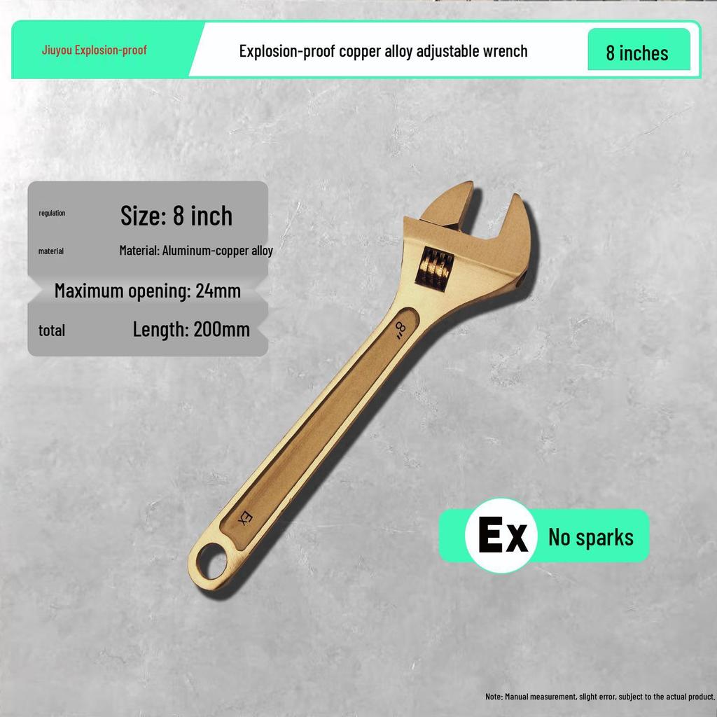 Explosion-Proof Copper Alloy Adjustable Wrench - 8", 10", 12" Sizes Available