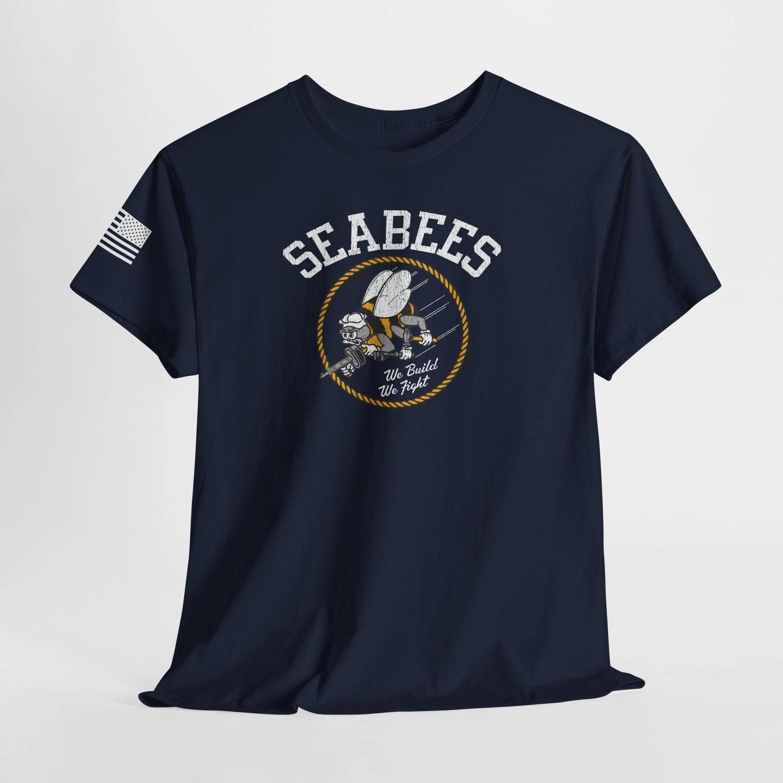 Seabees WWII Navy History Buff Patriotic USA Military T-Shirt | 5 Colors L