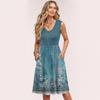 Women Summer Dresses Sleeveless Casual Loose Swing Button Down Midi Sundress With Pockets