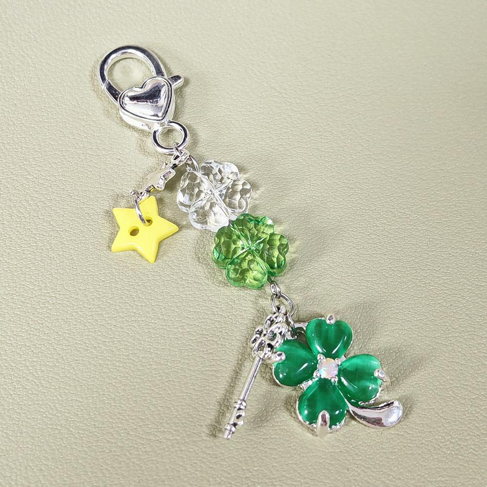 Lucky Leaf Phone Charms Pendant Cute Key Chain Cases For 15 Samsung Schoolbag Books CCD Camera Korea Pink Green