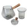Water Separation Tea Pot 500ML Glass Tea Brewing Kettle with Wood Side Handle Removable Infuser for Electric Ceramic