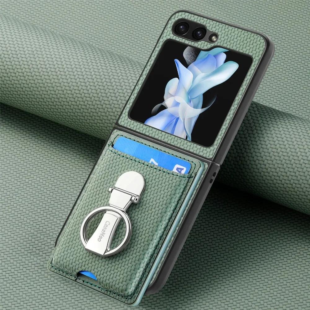 

Кольцо Держатель для карт Кошелек Чехол-книжка для телефона Samsung Galaxy Z Flip 6 5 4 3 2 Flip6 Flip5 Flip4 Flip3 Flip2 5G PU Кожаный чехол For Galaxy Z Flip 6 зелёный