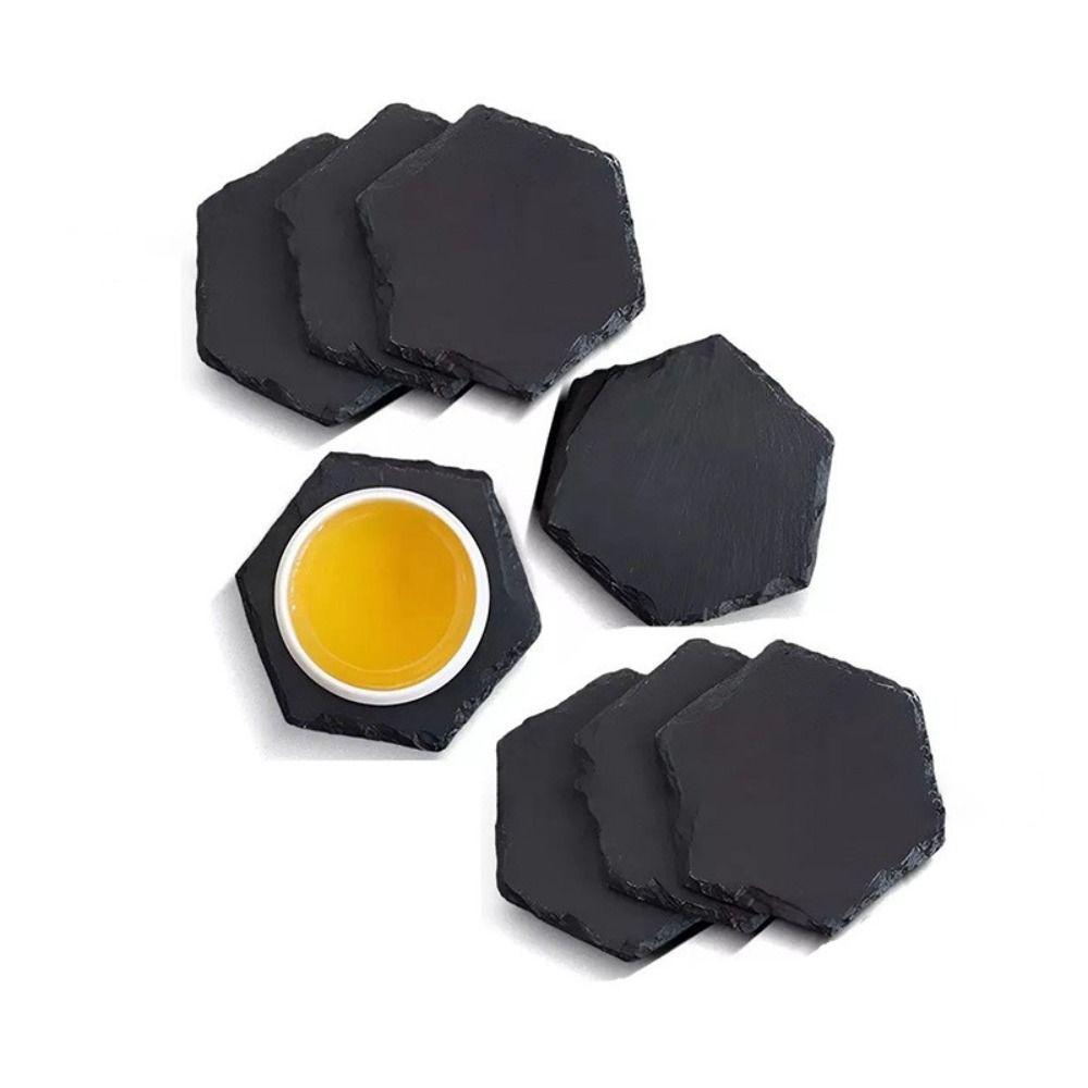Natural Slate Stone Slab Natural Slate Coaster Reusable Heat Resistant Drink Coaster Anti Slip Japanese Style Table Coaster