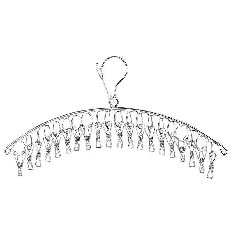 

20 штырей из нержавеющей стали для сушки одежды, ветрозащитная вешалка для одежды, зажимы для носков, вешалка для белья, держатель для носков серебряный