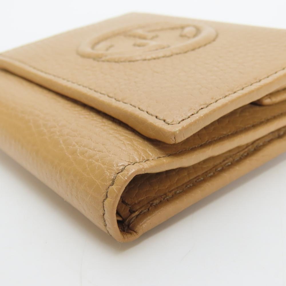 Used GUCCI Tri-fold wallet 598207 Interlocking W Hook Wallet  leather beige Accessory