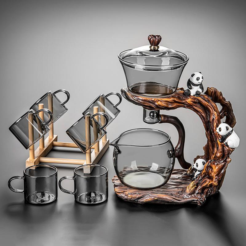 Lazy Glass Automatic Tea Set Business Gift High Borosilicate Panda Kung Fu Teaware Sets