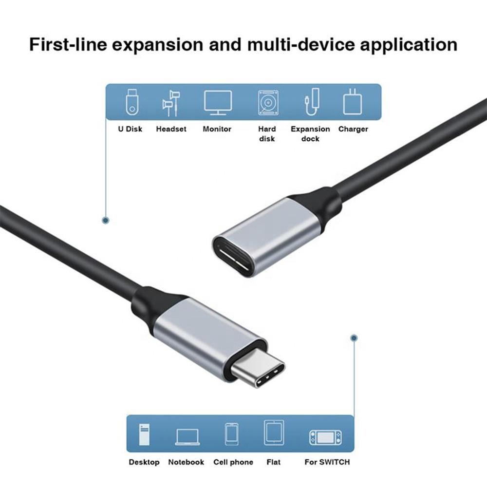 HD 4K 60Hz PD 3A USB3.1 Type-C Extension Cable 60W USB-C Gen1 10Gbps Extender Cord for Macbook Nintendo Switch SAMSUNG Laptop