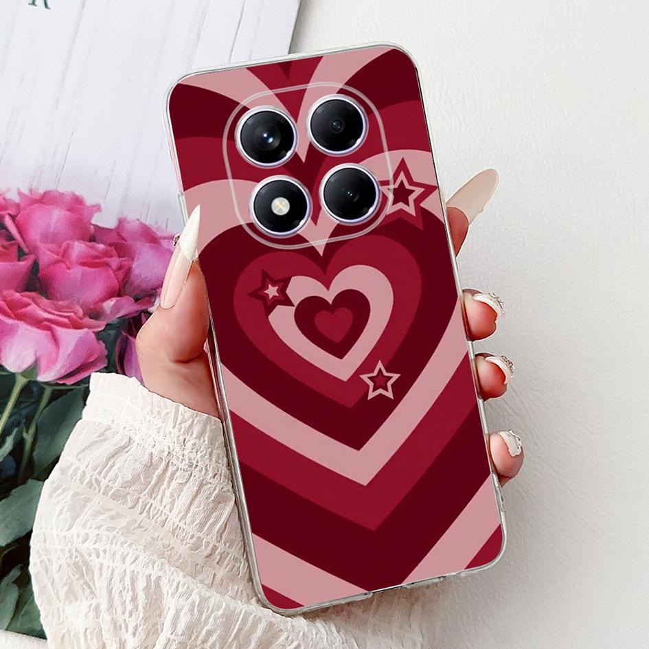 For Xiaomi Redmi Note 14 Pro Plus Case Cute Strawberry Love Heart Soft Silicone Clear Cover For Redmi Note 14 Pro 5G Global Etui