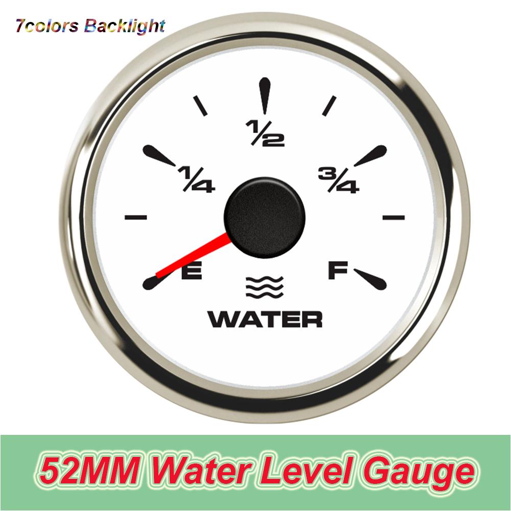 52mm Gauges Fuel Level Meter for Car Boat Yacht Gas Diesel Oil Tank Level Gauge Indicator 7colors LED Backlight Without Sensor