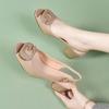 Fish mouth sandals women's thick heel fashion temperament summer one-word buckle women's shoes 2025 new soft leather medium and high heel leather sho