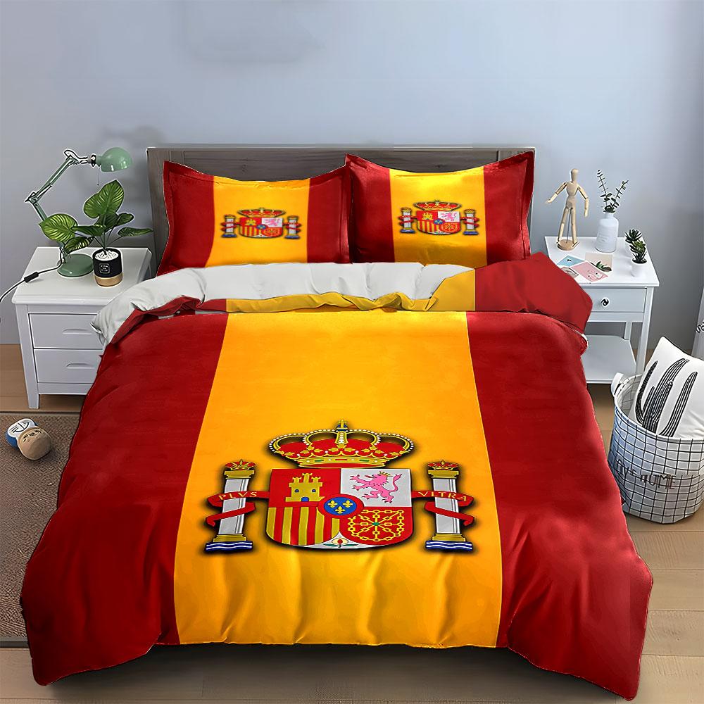 Spain Flag Coat of Arms Bedding Bedding Duvet Cover Set Duvet Cover Pillowcases  (1 * Duvet Cover 2 * Pillowcases, Without Duvet Insert)