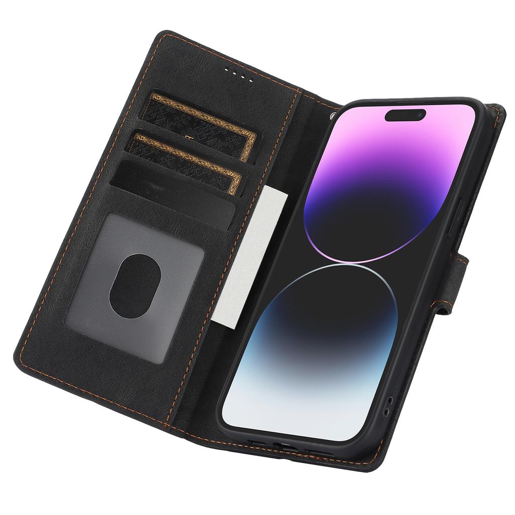 For iPhone 16 Case PU Leather Phone Cover Card Holder Magnetic Clasp Protective