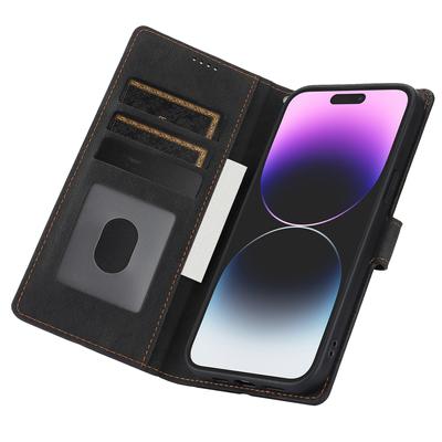 Para iPhone 16 Pro Case PU Couro Slots para Cartão Carteira Flip Phone Cover