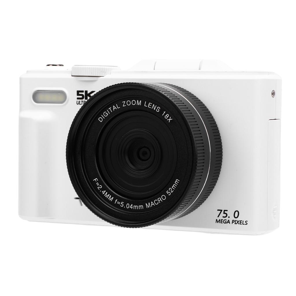 5K 75MP Digital Camera UHD AF Auto  18X Zoom WiFi Camera Webcam with 3 Inch 180 degrees    Screen Flash for Travel