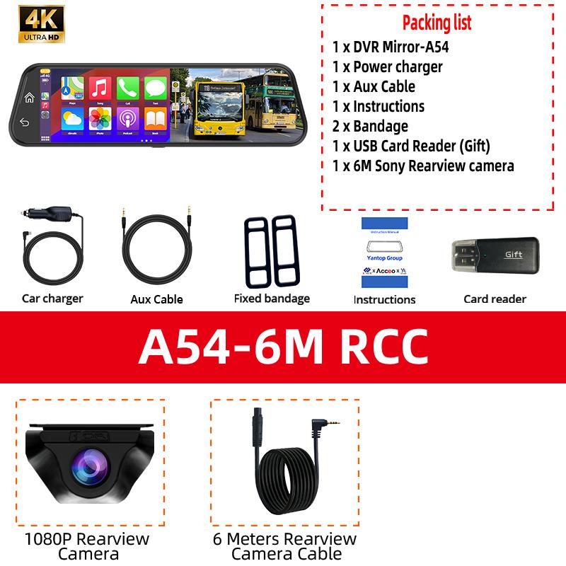 E-ACE 9.66 inch Dash Cam 4K HD WiFi Driving Recorder Carplay & Android Auto Night Vision Recorder Car DVR