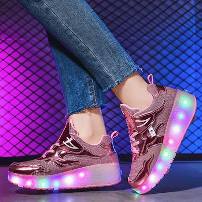 Rollschuhe LED Lade-Modell mit Schalter Ausreißer-Schuhe Doppelrad Erwachsener Lley-Schuhe