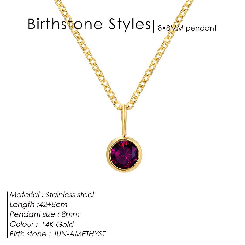European & American Luxury Colorful Rhinestone Pendant Necklace - December Birthstone Stainless Steel Jewelry