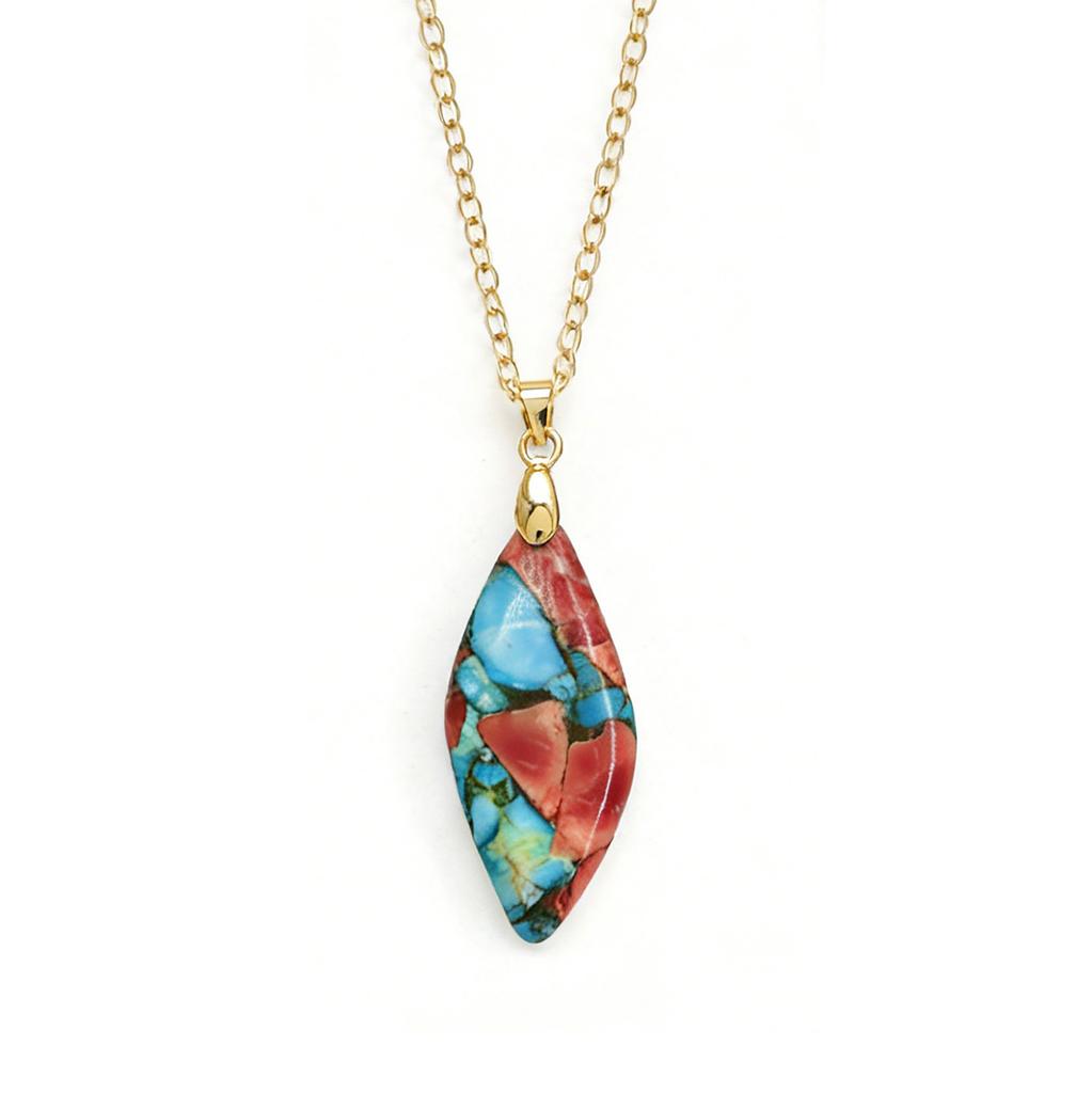Exclusive Natural Stone Plated 18K Real Gold Chain Pendant Necklace Earrings Jewelry