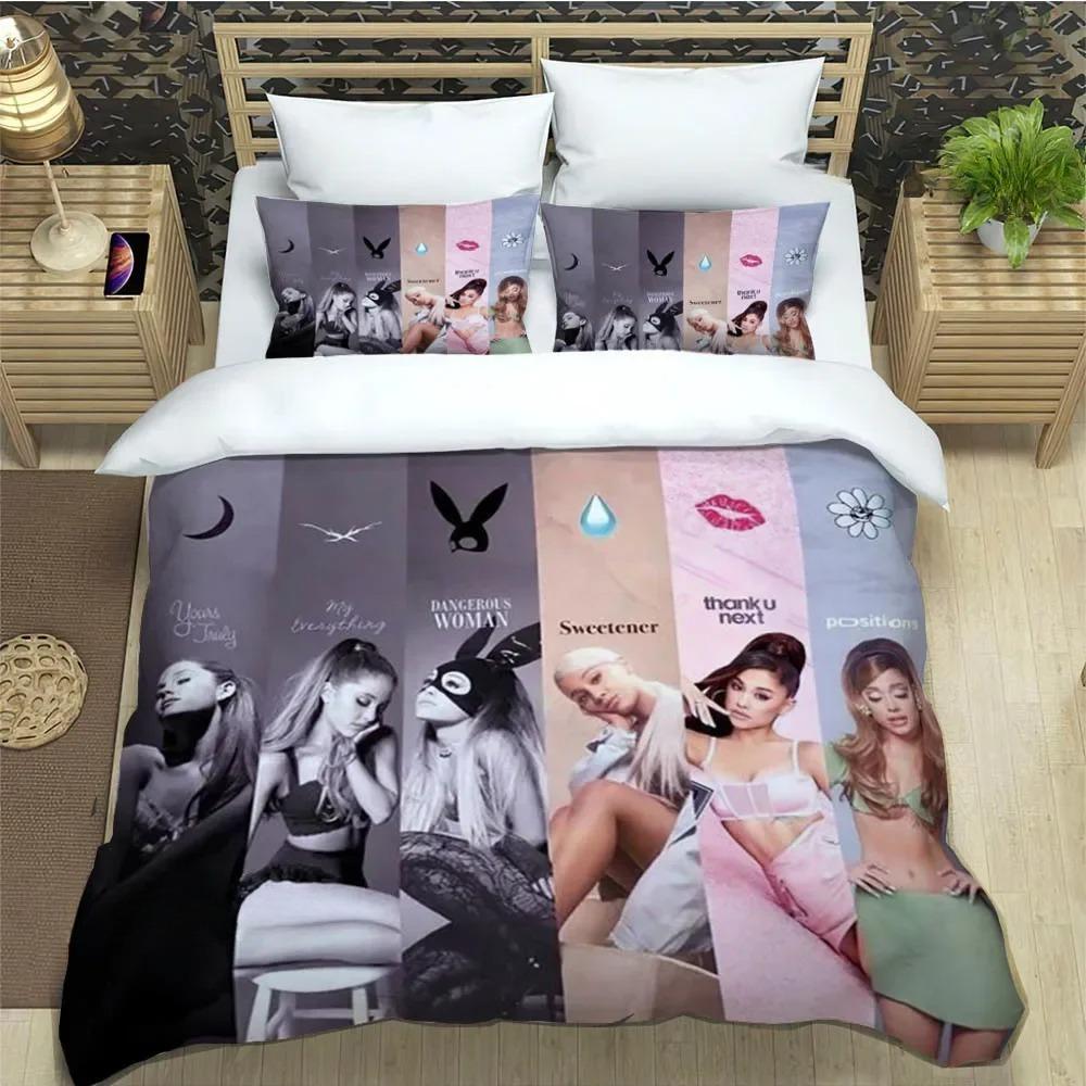 Moda Cantante Pop A-Ariana G-Grande Stampa Set Biancheria da Letto Set Biancheria da Letto Copripiumino Set Trapunta Letto Set Biancheria da Letto Regalo di Lusso