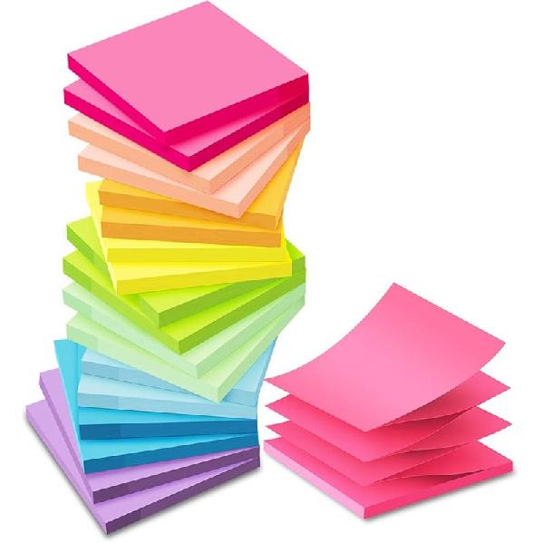 (18 Pack) Pop Up Sticky Notes Refill,3x3 in Popup Notepads,Accordion Stickies Super Sticking Power,Office School Memo Note Pads Bright Colors,Post on