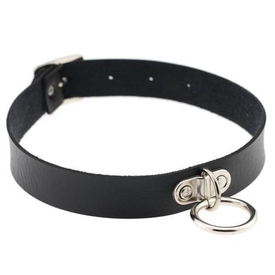 Leather Choker Collar Round Circle Pendant Choker Necklace Women Punk Style Chocker Fashion Goth Jewelry