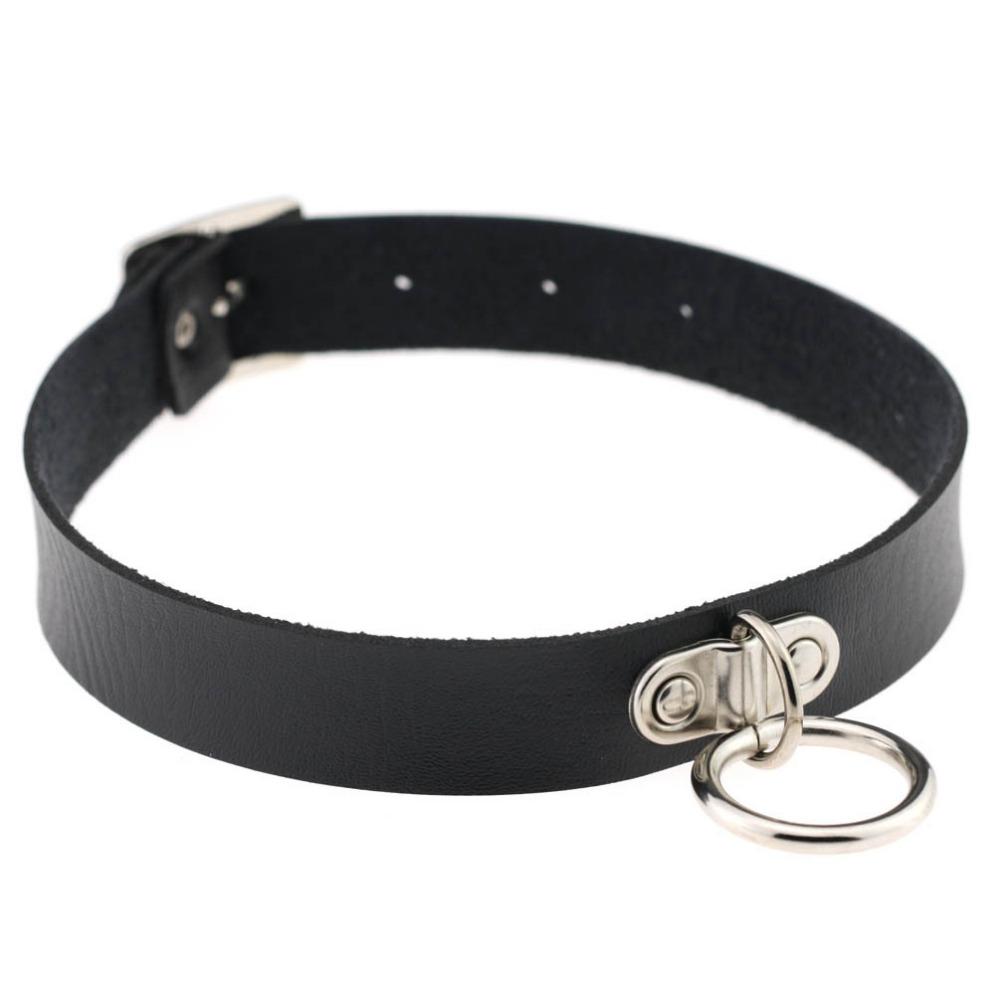 Leather choker collar Round Circle pendant Choker Necklace Women Punk Style chocker Fashion Goth jewelry
