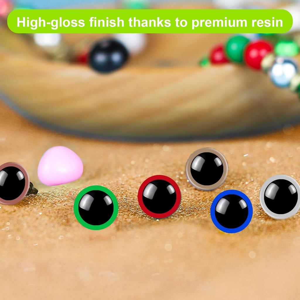 1000 Pcs Safety Eyes and Noses for Crochet and Plush Animal Making Assorted Sizes Plastic Amigurumi Eyes with Washers for Doll Stuffed Toy Crafts
