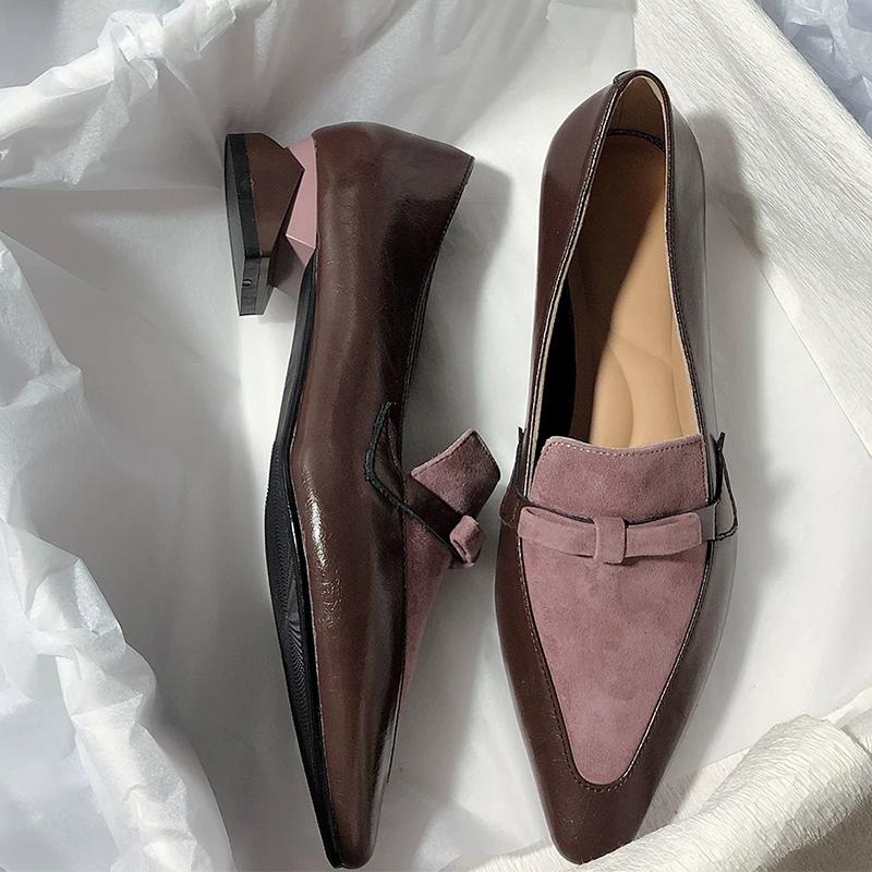 Pointed Toe Women Heeled Shoes Bow Loafers Shoes Autumn Designer New Woman Pumps 2025 Dress Sexy Luxury Zapatos De Mujer