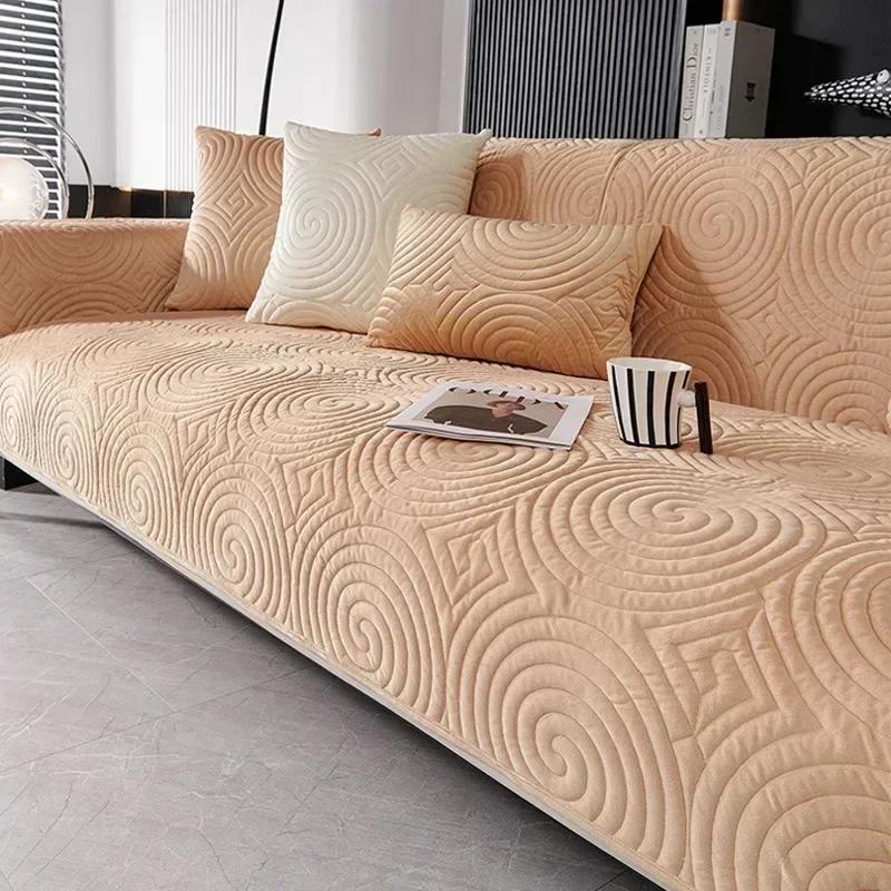 Grube pokrowce na sofę do salonu Antypoślizgowe Jednokolorowe Pluszowe Maty na Sofę Kształt L Uniwersalna Poduszka na Kanapę Ochraniacz Mebli