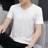 Ice Silk Summer T-Shirt for Men V Neck Slim Fit Casual Solid Color Short Sleeve Pullover Sport Top Daily Youthful Wear