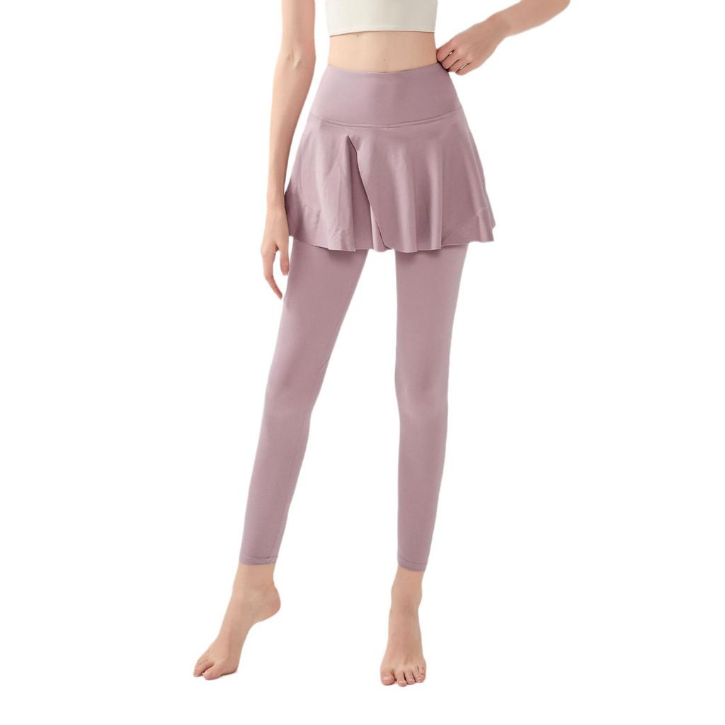 Damen High-Waist Yoga-Rockhose - Hüfthebend, schlankmachende Fitnesshose mit Rocksaum zum Laufen und für Sport