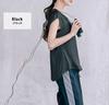 DAYCLOSET Short Sleeve Mesh Yoga Pilates Loose Size Black Women's Top, Wear, Fit, Quick-Drying, Sweat-Wicking, Breathable, Thin, Yoga184, L,