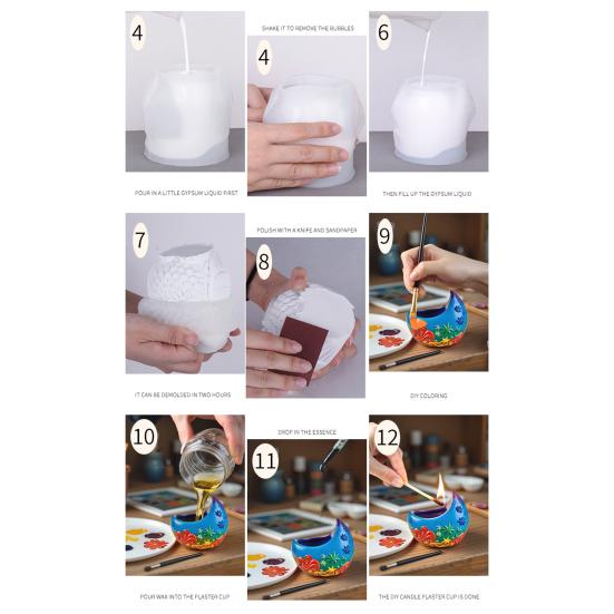 Moon Silicone Mold DIY Handmade Makeup Brush Jewelry Pen Potted Plants Decorative Container Candle Cup Mold Gypsum Cement Epoxy Resin Casting Mold