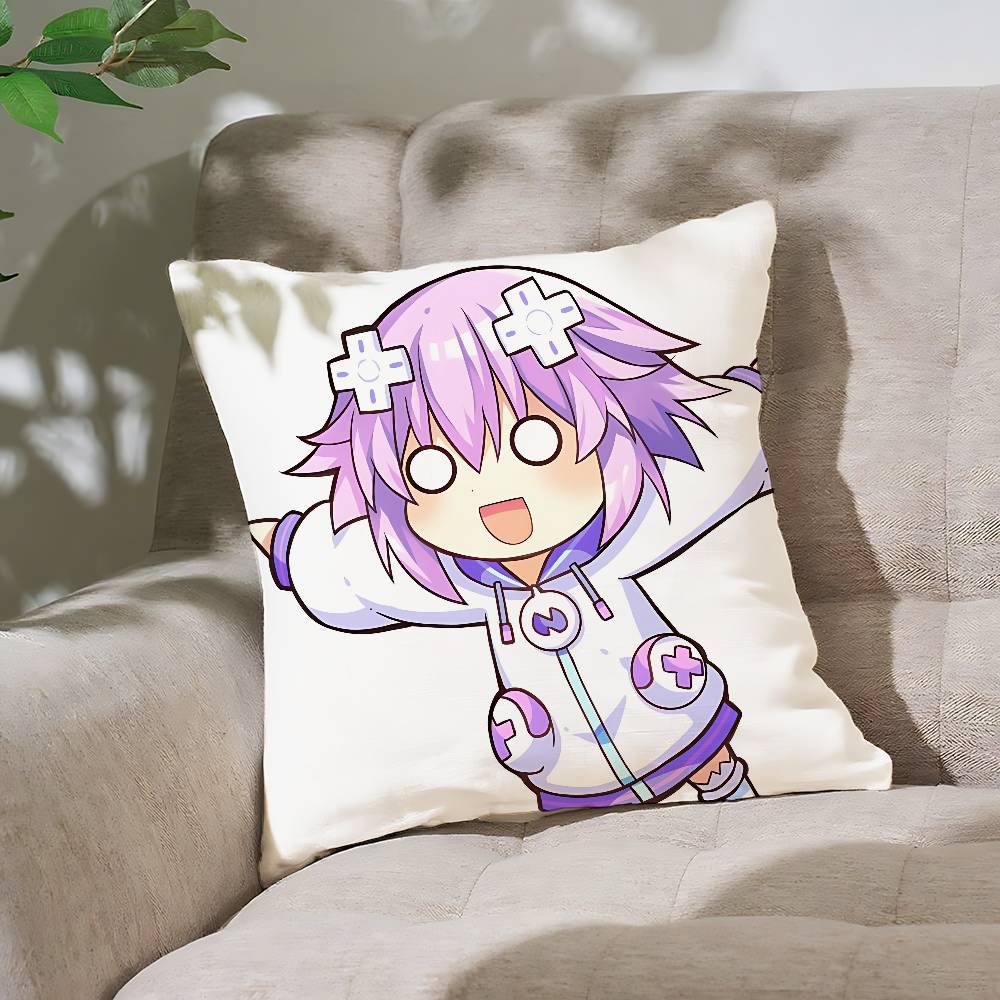 Hyperdimension N-Neptunia Pillow Case Cushion Cover Soft Cute Throw Pillow Case For Car Sofa Pillowcase Polyester With Zipper