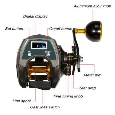 USB Rechargeable Carbon Fiber Baitcasting Reel 9+1BB Electric Fishing Reel with Display High Speed